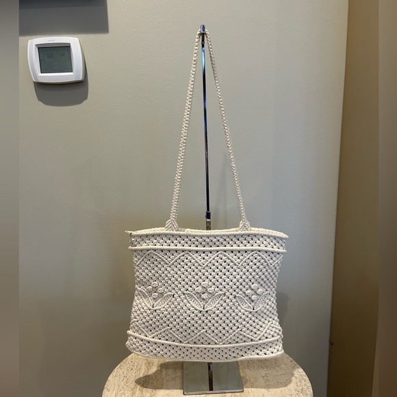 Vintage Handbags - Vintage Macrame Handbag Purse Made in Philippines EUC